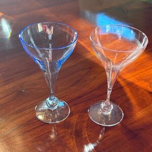 Vintage Blue and Rose Glass Cordial Set